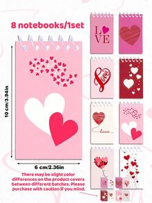 8本心形笔记本/便签本套装，竖版翻页 | 适合作为派对礼物、返校礼物、送给女孩的小礼物、日记本、企业礼品、学校活动礼物和婚礼礼物 - 彩色 - 查看 7