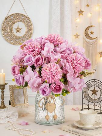 1PC 11.41inch Artificial Silk Ball Chrysanthemum, Rose, Hydrangea Flower, Artificial Flowers, Valentine's Day Gift, Fake Floral Brunch For DIY Wedding Bouquet Party Home Living Room Kitchen Garden Hotel Office, Rama Decorations, Valentine's Day Gift, Thanksgiving Decor, DIY Wreah, Gift,Table Centerpiece Decoration, Birthday Decoration, Indoor, Outdoor Decor, Fake Plastic Flower Bulk For Vase Decoration,Farmhouse Home Decoration,Boho Wedding