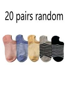 5 Pairs Women Stripe Pattern Mid-Calf Socks, Suitable For All Seasons, Random Color - Multicolor - View 8