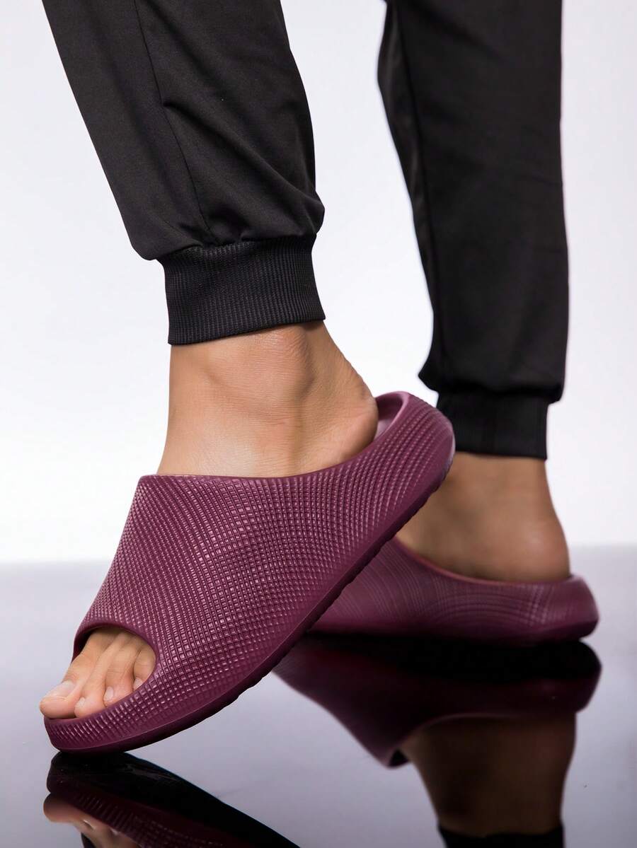 2026 Summer Couples Slippers, Indoor Home Slippers, Non-Slip Outdoor Flip Flops, EVA Material Thick Soft Lightweight Beach Sandals, Bathroom Shower Slides For Men And Women - Red Violet - View 1