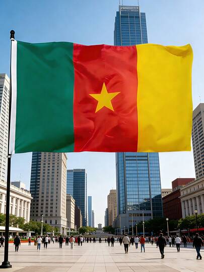 1pc Cameroon National Flag 90x150CM / 3x5 Ft, Large Cameroon Flag Banner - Double-Sided Design, Suitable For Cameroon Party Decorations, Football Party, Bar, Garden, Indoor/Outdoor Decorations, Holiday Celebrations