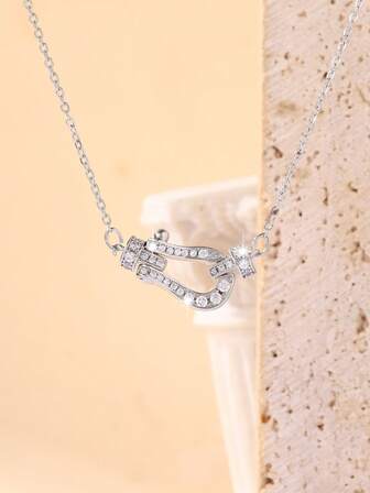 1pc Delicate Horseshoe Pendant Necklace Chain, Suitable For Daily Commute And Dates