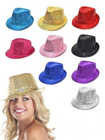 1/2/3/5/6/9pcs Sequin 70s Retro Disco Shiny Party Hat | Unisex Retro Disco Shiny Party Hat, Suitable For Nightclub, Wedding And Birthday Party | Unisex Shiny Dance Hat