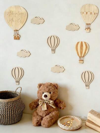 Hot Air Balloon & Cloud Wall Decor, Boho Style, Nursery Decoration, Newborn Party Supplies, Suitable For Bedroom, Classroom, Playroom Wall Decor, Room Accessories