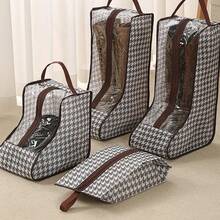 1pc Fabric Shoe Storage Bag With Handle, Portable Foldable Hanging Shoe Dust Cover Bag, Waterproof And Moisture-Proof, Suitable For Men And Women, Home And Travel Shoe Storage - Multicolor - View 4