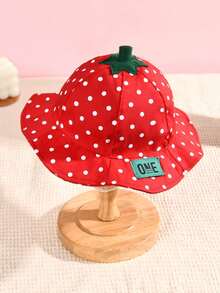 1pc Strawberry Pattern Bucket Hat, Fashionable Infant/Toddler Boys/Girls Spring Sun Protection Bucket Hat - 1PC - View 8