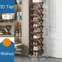1 PCS Independent High-rise Folding Shoe Rack - Space-saving Narrow Design, Sturdy Bamboo Structure, Easy To Assemble, Perfect for Entrances, Dormitories or Family Organizations. Shoe Storage Organizer, Dormitory Organizer, Naturally Finished Furniture, Compact Design, Durable Structure, Minimalist Design, Sturdy and Durable, Apartment Life - 10 Stufen - Übersicht 11