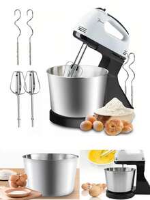 Diseño Dos en Uno Turbocharged Batidora de Mano con Pedestal,  Mezclador de Cocina - Plateado - Ver 1