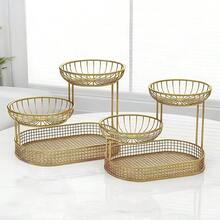 3-Tier Metal Fruit Basket Stand - Elegant Gold Finish, Ventilated Design, Suitable For Kitchen, Living Room, Party, Can Hold Snacks, Cakes, , Can Hold Fruits, Pastries, Nuts, Also Can Be Used As Kitchen Fruit Basket, Party Appetizer Stand, High-End Tableware Rack, Exquisite Craftsmanship - Multicolor - View 3