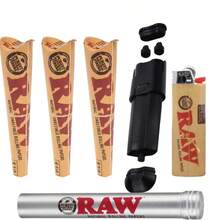 RAW 1 1/4 Cones 18ct + Double Shot Filler + Smell-Proof Tube + BIC Lighter Kit - 如圖所示 - 查看 1