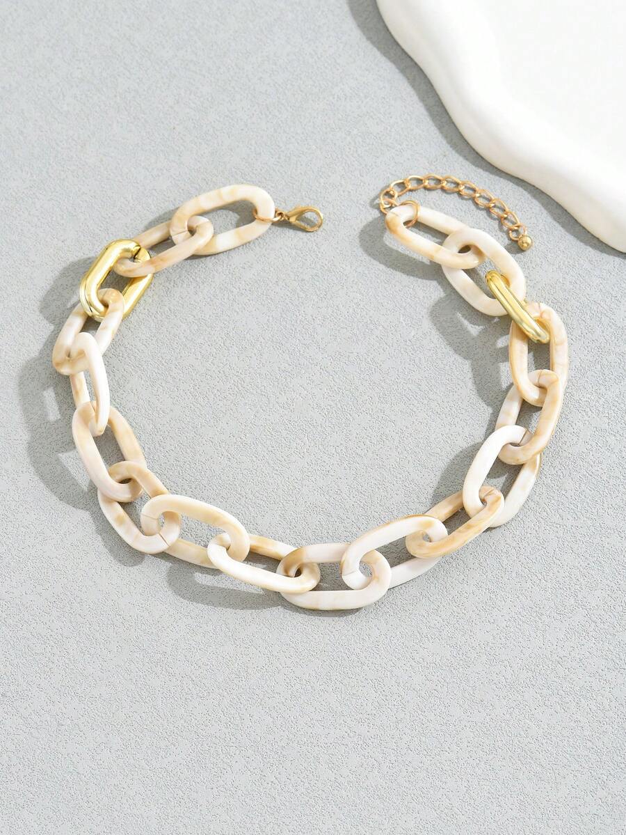 1件女士时尚简约亚克力项链，适合日常佩戴 - 米色 - 查看 1