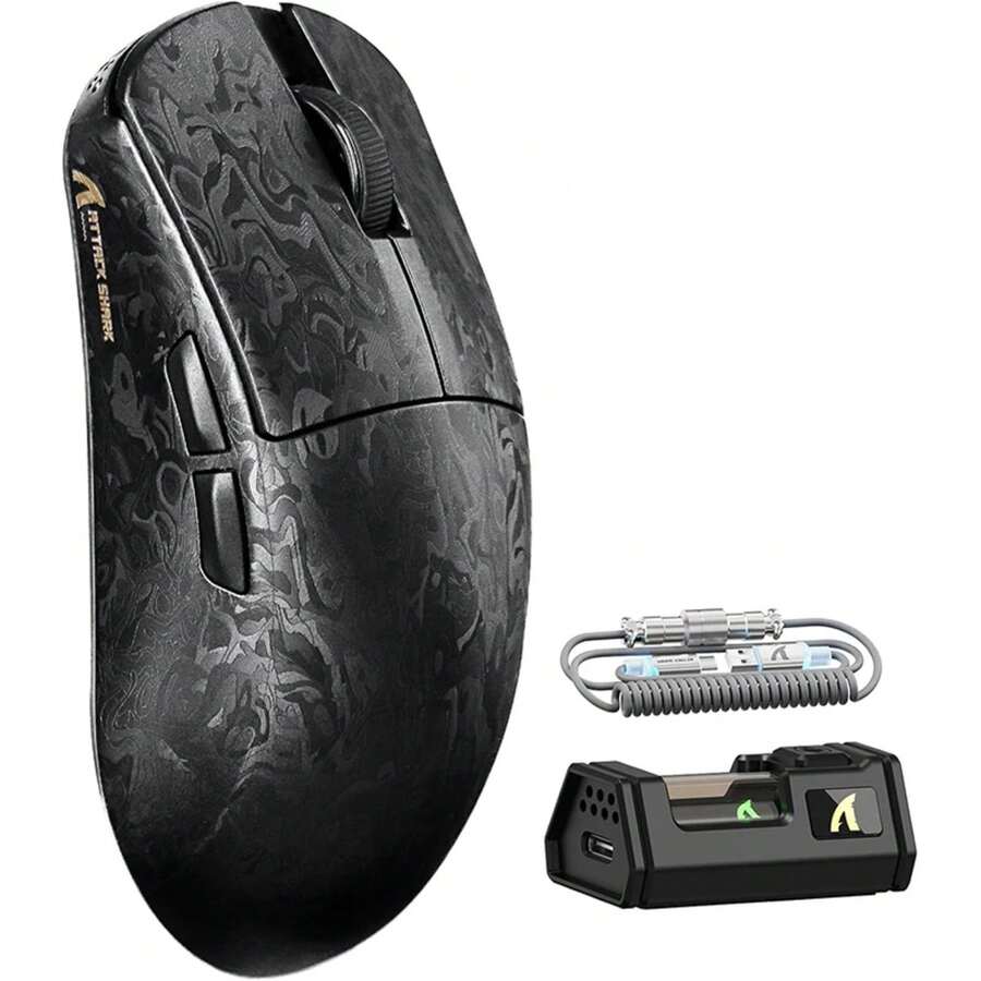 ATTACK SHARK R11 Ultra 8K Carbon Fiber Wireless Gaming Mouse With 42000 DPI-PAW3950 Sensor-49g Lightweight,Nordic 52840 MCU - 灰色 - 查看 1
