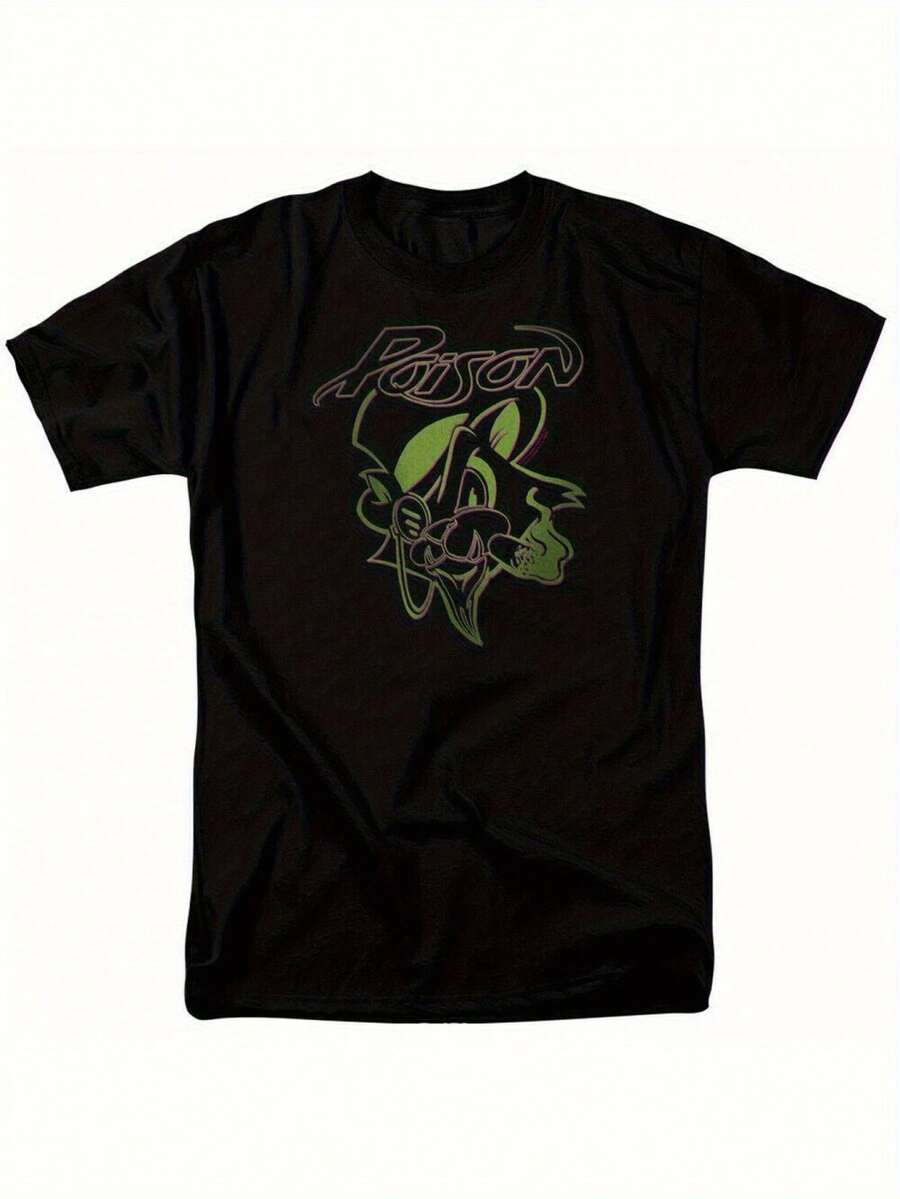 Camiseta gráfica de banda de rock con licencia para hombres - Camiseta casual de manga corta con estampado tropical y cuello redondo. Mercancía musical de ajuste regular (negra). Camisetas deúsica. Conjunto de concierto. Estilo vintage. Material transpirable. Camisa estampada. Estilo callejero - Negro - Ver 1