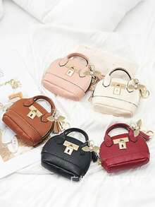 Women's Mini Half-Circle Handbag With Tassel Pendant, Cute Half-Circle Crossbody Bag/Small Shoulder Bag, Can Hold Phone, Earphones, Coins, Cards, Etc., Lightweight Daily Wallet, Suitable For Girls, Women, Teens, Travel, Vacation, Gatherings, Dates, Fashionable And Compact Clutch, Great Gift Choice. - Multicolor - View 2