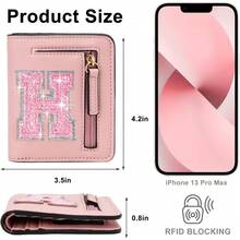 Regalos de cumpleaños para adolescentes y niñas, billeteras pequeñas con inicial RFID para niñas y adolescentes, Púrpura, Small (3 - Rosado - Ver 11