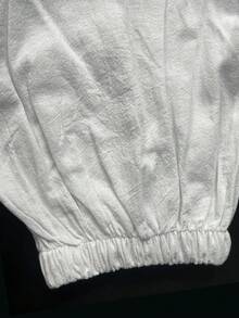 男士宽松亚麻灯笼裤，休闲宽松亚麻哈伦裤，阔腿七分裤，轻盈透气，适合春秋季穿着 - 白色 - 查看 4