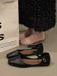 Giày bệt Mary Jane kiểu retro cho nữ, mẫu mới mùa xuân/hè 2026, giày quai ngang tối giản thoải mái. - màu đen - Xem 5