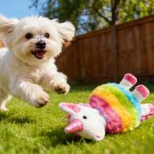 Hollypet 独角兽毛绒狗狗玩具，带发声器的狗狗玩具，可爱彩虹毛绒狗狗玩具，适合中小型犬，互动式幼犬玩具，可玩耍、咀嚼，柔软耐嚼，内置发声器，经久耐用，可缓解狗狗无聊，适合室内玩耍 - 彩色 - 查看 6