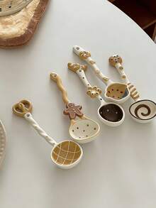可爱甜点造型勺、陶瓷面包汤匙、萌趣浆果勺、煎饼/菠萝/牛角面包造型甜点勺、优雅厨房用勺