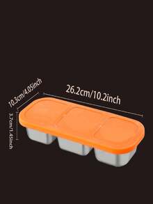 3-Compartment Stainless Steel Reusable Food Storage Container, Spice Jar With Lid, Snack Box, Bento Lunch Box, Suitable For Adults, Takeout, Picnic - Multicolor - View 10