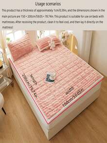 1 件灰色绗缝床垫垫，柔软塔夫绸毛绒深灰色床垫保护套，简约风格床垫罩，4 角弹性带设计适用于弹簧床垫，可折叠存放，易于护理，四季使用