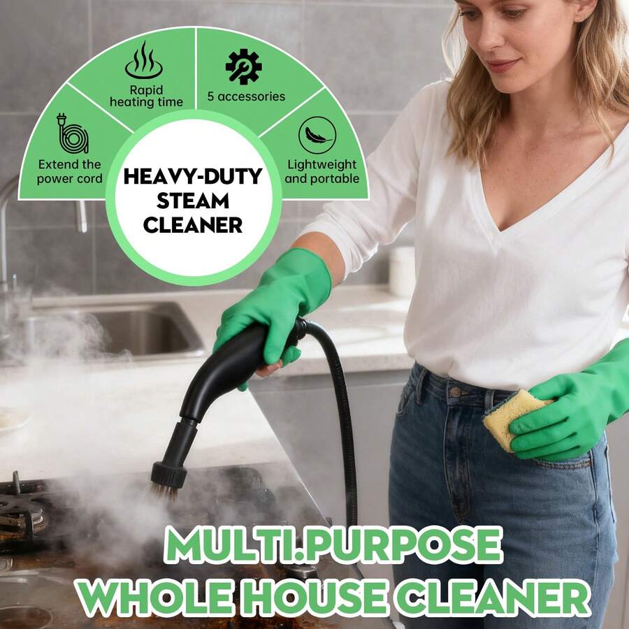 New 1200ML Large Water Tank Steam Cleaner, Household Kitchen Steam Cleaning Machine - EU F Type Plug(220-240V) - View 1