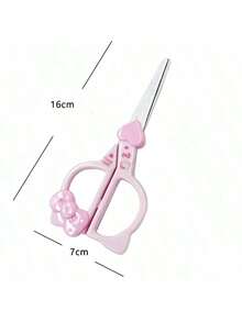 1把KT猫咪不锈钢剪刀，可爱文具，手工剪刀，多功能布料剪刀套装，卡哇伊手工用品，塑料材质，蝴蝶结形手柄，心形设计，适合学校和办公室使用 - 彩色 - 查看 6