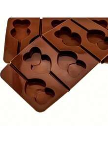 1个装，心形硅胶糖果巧克力模具，情人节适用 - 多功能烘焙工具，可用于DIY甜点、蛋糕棒及其他厨房用品，DIY甜点制作|装饰糖果|柔韧硅胶模具，硅胶烘焙模具 - 咖啡色 - 查看 6
