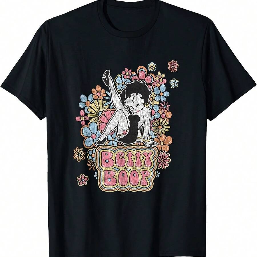 Flower Power Groovy Pin Up Retro Cute Cartoon T-Shirt - Rosa - Ver 1