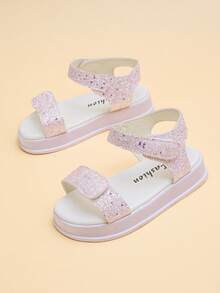 This Children's Sandal Exudes A Sweet And Adorable Vibe. The Pink Glitter And Star Accents, Along With The Thickened Sole Design, Not Only Protect The Feet But Also Look Sweetly Lively. This Flat Sandal Can Be Easily Paired With Various Summer Outfits. - Pink - View 5