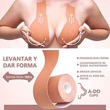 Cinta para Pechos Body Tape Cinta para Busto Boob Tape y 10 Piezas de Pezoneras Cubrepezones Cinta Adhesiva para Levantamiento de Senos Boobe Tape de Senos para Trajes o Vestido de Fiesta 5M - como en la foto - Ver 2