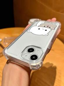 Funda para teléfono con diseño de gatito abrazando a su amigo, compatible con iPhone 16, 15, 14 Pro Max, 13, 12, 11, XR y XS Plus. Fabricada en silicona TPU, ofrece protección contra golpes y caídas, además de una excelente sensación al tacto. Es el regalo ideal para familiares, amigos y seres queridos. - transparente - Ver 6