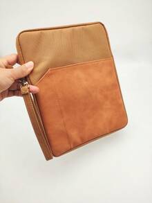 1pc Polyester Material Pink Lightweight Zipper Large Capacity Multi-Layer Electronic Notebook With Padded Travel Protective Case, Suitable For 8"/11"/12.9" Tablets - Brown - View 9