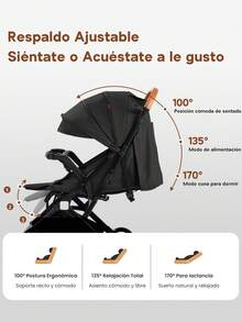 Cochecito de Bebé Unidireccional, Plegable y Portátil, con Asiento Ajustable, Gran Canasta de Almacenamiento y Diseño de Absorción de Impactos, Equipado con Toldo, Portabotellas y Bandeja para Alimentos, Imprescindible para Salidas Familiares con Recién Nacidos y Niños Pequeños