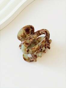 1件装女士时尚优雅动物纹椭圆形小发夹，马尾辫/半扎发造型发饰，适合日常佩戴，波西米亚风优雅