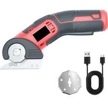 Tijeras eléctricas inalámbricas, herramienta de corte de cartón recargable, tijeras de tela multiusos eléctricas, tijeras de tela con cerradura de se-guridad para coser acolchar manualidades - Rojo - Ver 1