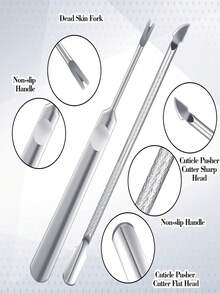 8pcs/6pcs/4pcs/3pcs/1pc Stainless Steel Nail Clippers, Cuticle Remover, Foot File, Nail Pusher, Manicure & Pedicure Tools Set With Non-Slip Handle, Designed For Men And Women - Multicolor - View 3