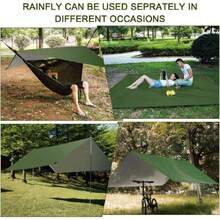 Camping Haock With Rain Fly Tarp And Mosquito Net Tent Tree Straps, Portable Single Double Nylon Parachute Haock Rainflet For Backpacking Hiking Travel Yard Outdoor Activities Green,37222937 - 薄荷綠 - 查看 6