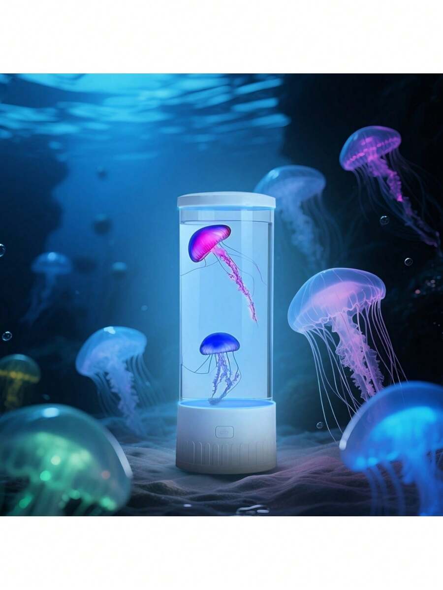 TYUTE 1PC LED Realistic Jellyfish Night Lights, 7-Color Color-Changing Jellyfish Aquarium Lights, Home Bedroom Bedside Decorative Night Lights, Living Room Table Lamps, Birthday Gifts, Party Gifts, Christmas Gifts - 白色 - 查看 1