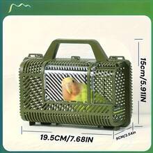 1pc Portable Bird Cage, Durable Plastic, Breathable Mesh Windows, Lightweight & Easy To Clean | Ideal For Parrots, Lizards, Hamsters - Green, Small Pet Travel Carrier, Outdoor Exploration, Insect Observation Handheld Case, Holiday Gift