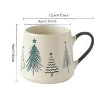 1pc Ceramic Mug With Pine Forest Theme, White Porcelain Base, Green Christmas Tree & Deer Print, Contrasting Handle, Large Capacity For Coffee, Hot Drinks, Hot Cocoa, Suitable For Christmas Living Room, Dining Room, Bedroom, Holiday Gift, Coffee Lovers, Home Decor - Multicolor - View 6