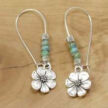 Boho Floral Beaded Dangle Earrings, Vintage Colorful Beads Creative New Fashion Elegant Party Jewelry Gift - Bạc - Xem 7