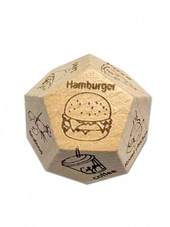 1pc Valentine's Day Wooden Food Dice Gift, 12-Sided Food Dice, Perfect For Choosing Food And Making Decisions, Ideal For Valentine's Day, Birthday, Party Gifts And Date Night