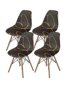 1pc Modern Geometric Pattern Digital Print Removable & Washable Milk Silk Elastic Curved Shell Chair Cover, Suitable For All Seasons - Multicolor - View 7