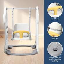 Tobogán y columpio 7 en 1 para niños pequeños, tobogán extra largo de 193 cm para niños de 1 a 3 años, juego para interior y exterior con columpio ajustable y aro de baloncesto, juego de fútbol, ​​golf y lanzamiento de aros, gris - Gris - Ver 7