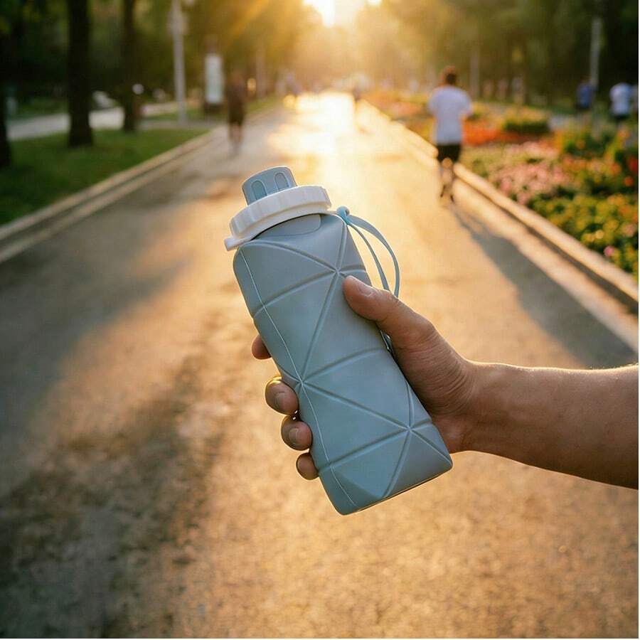 Hot Selling Silicone Foldable Adult Portable Reusable Plastic Cup Outdoor Travel Fitness Water Cup - 藍色 - 查看 1