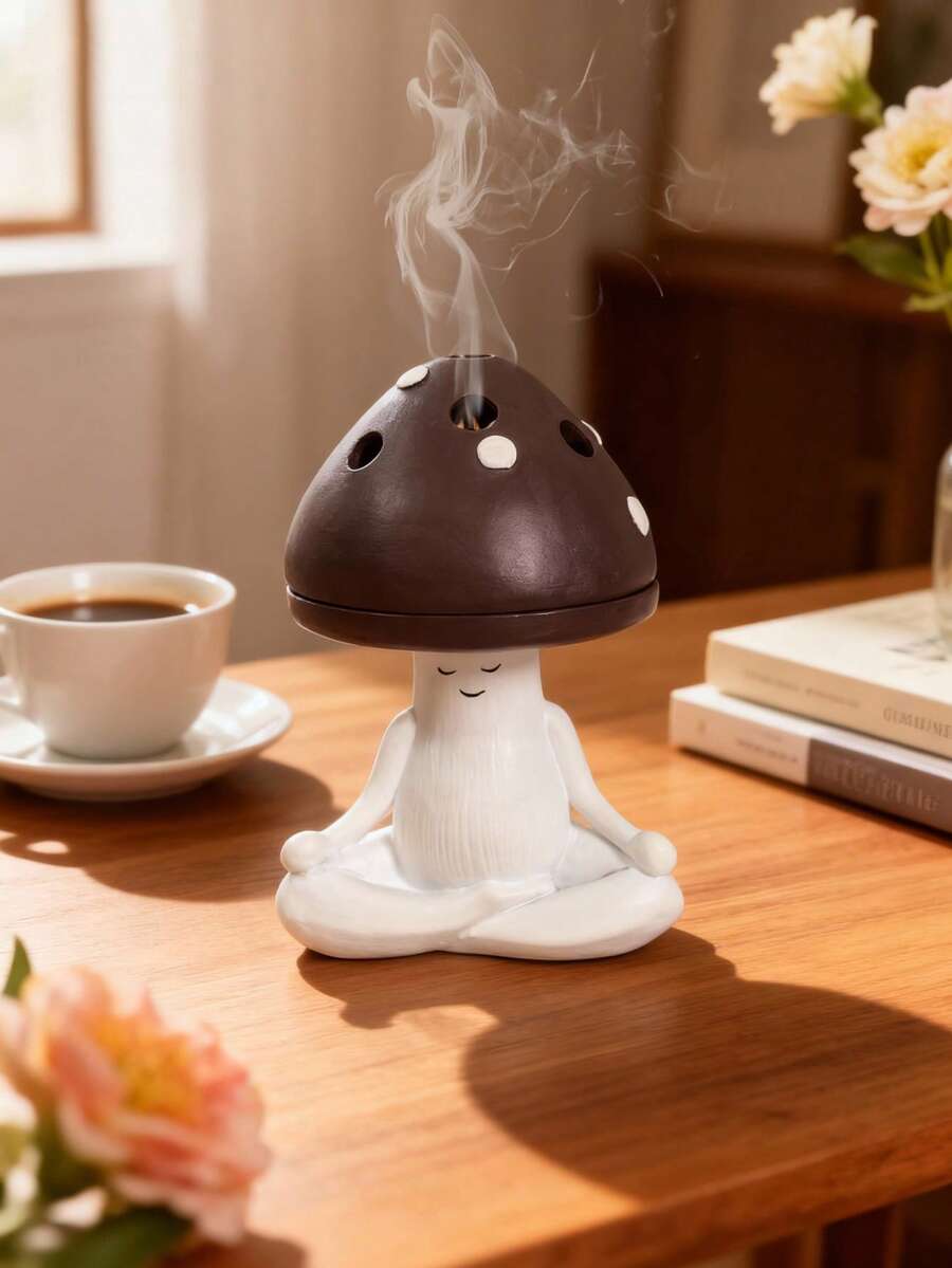 1 Stück pilzförmiges Harz-Ornament - süßer, kreativer Räucherstäbchenhalter & Dekoration für Esszimmer, Wohnzimmer, Schreibtisch, Yoga- & Meditationsräume für den Ramadan - Verschiedenfarbig - Übersicht 1