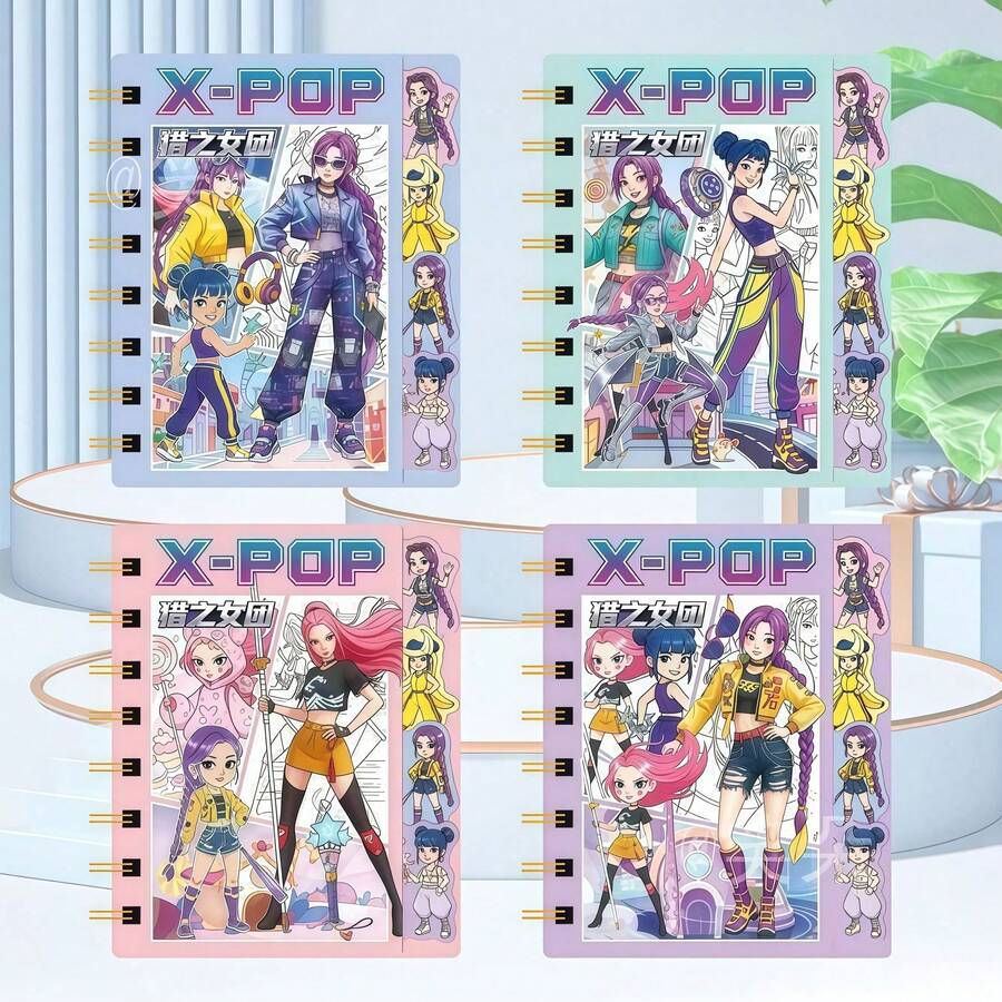 1本女团文化创意烫金螺旋笔记本，可爱Lumila Zoy口袋日记本 - 彩色 - 查看 1