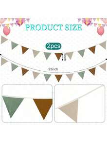 Estilo2 Banderines Triangulares 17 Pies Guirnalda De Bebé Multicolor Banner De Bandera Colgante Para Boda CumpleañOs Baby Shower Fiesta Evento DecoracióN Infantil, Cada 8.5 Pies Largo (Color De ArcoíRis)VersióN Mejorada - Colores retro - Ver 2