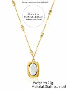1pc 18K Gold Plated Stainless Steel Necklace With Engraved Floral Design, Vintage Style, Suitable For Women To Wear At Parties Or Everyday, Also An Excellent Valentine's Day Gift - Multicolor - View 7